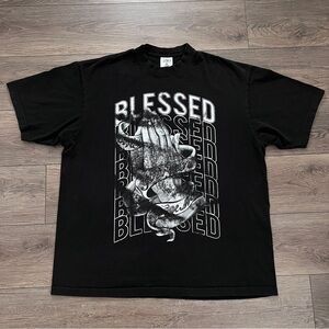Vintage Shaka Wear BLESSED 100% Cotton Black Super Max Heavy Graphic T Shirt 2XL